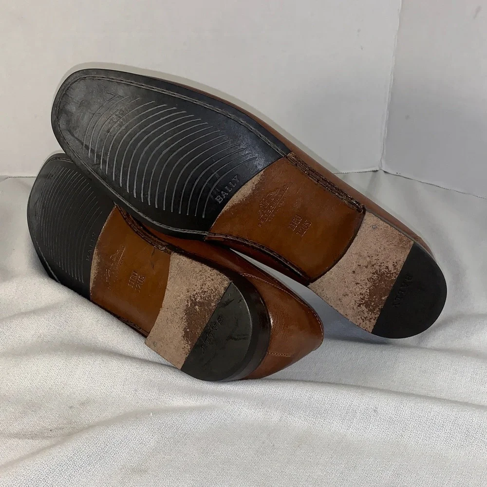 Bally Men's Brown Leather Slip-On Loafers with Gold Accent